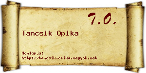 Tancsik Opika névjegykártya